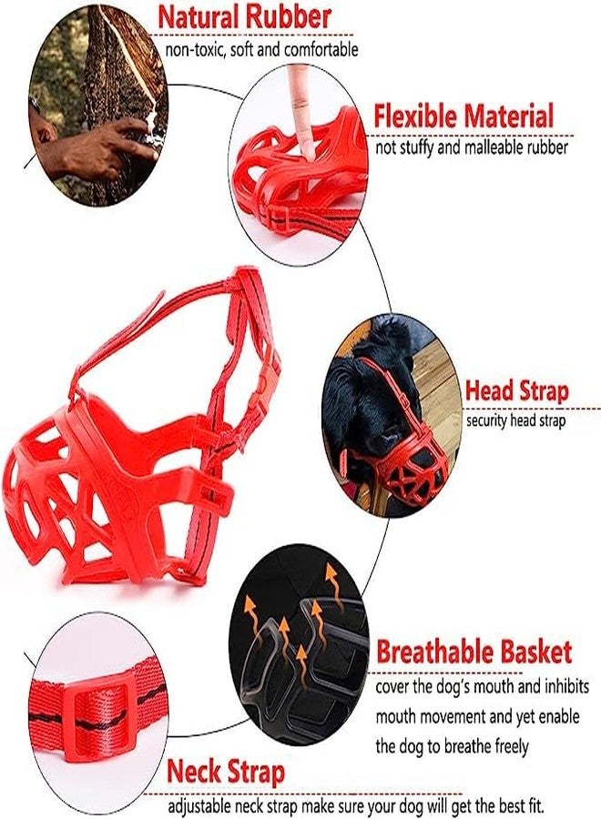 Pups&Pets كمامة/واقي فم للكلاب من Pups&Pets مع حزام قابل للتعديل، مثالية لمنع العض والنباح والمضغ لدى الكلاب والجراء العدوانية - أحمر (مقاس كبير جدًا) - Image 2